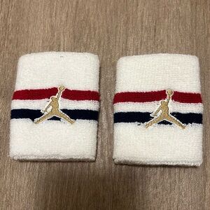 Air Jordan Jumpman Two Double Wide Wristbands White, blue and red